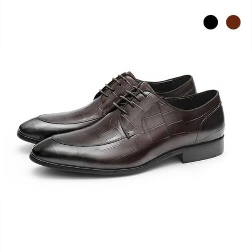 Derby Bridegroom Dress Formal Office Best Men Shoes Black Genuine Leather Original Casual Business Designer Shoes