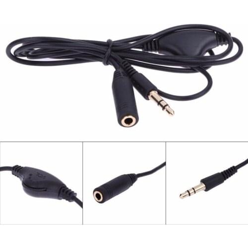 1Meter 3.5mm Male to Female Earphone Audio Extension Exteneder Cable Volume Control