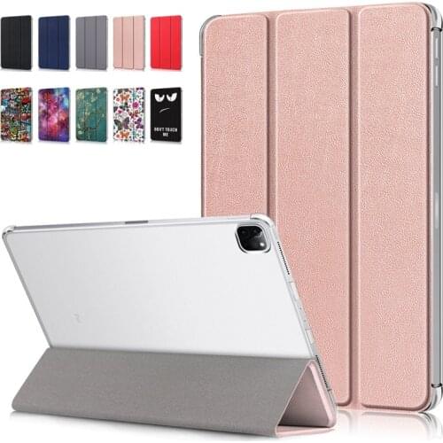 Smart Cover For Funda iPad Pro 2021 Case 12.9" Folding PU Leather Hard PC Back Magnetic Case For iPad Pro 12 9 Case 2021 2020