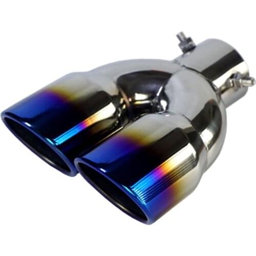 Universal Car Exhaust Pipe Noise Reducer Double Tube Auto Vehicle Inlet Dual Rear Muffler Exhaust Tip Tail Pipe Noise Canceller