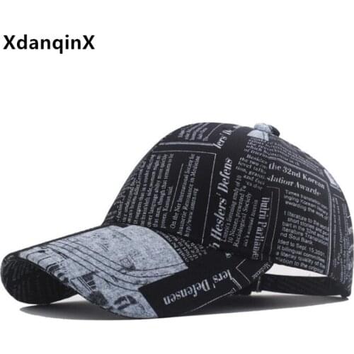 XdanqinX ins style baseball caps for men women retro newspaper pattern tongue cap casual sports cap adjustable size couple hat
