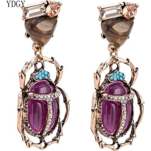 YDGY exaggerates Bohemian wind in pearl earrings of multi-layered insect animals