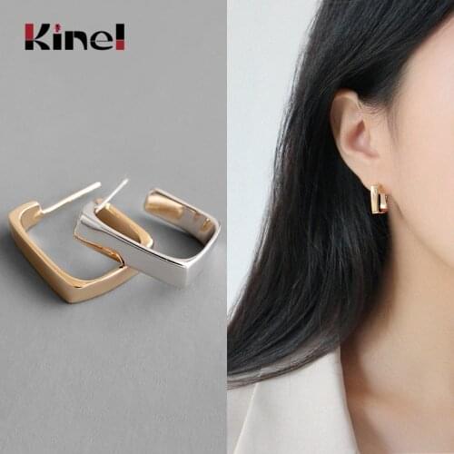 Kinel 100% 925 Silver Female Earrings Korean Fashion Champagne Gold Delicate Geometric Earrings Fine Jewelry for Girls Gifts