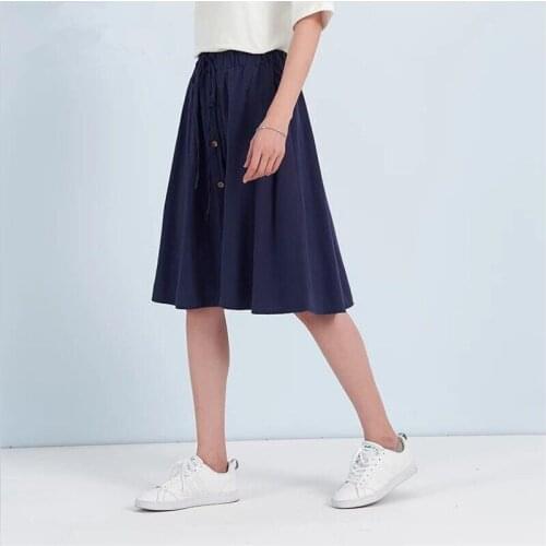 2021 Women Knee-Length Skirts Preppy Style Japanese Mori Girl Cotton and Linen Vintage Skirts Plus Size Bottoms L-6XL 7XL