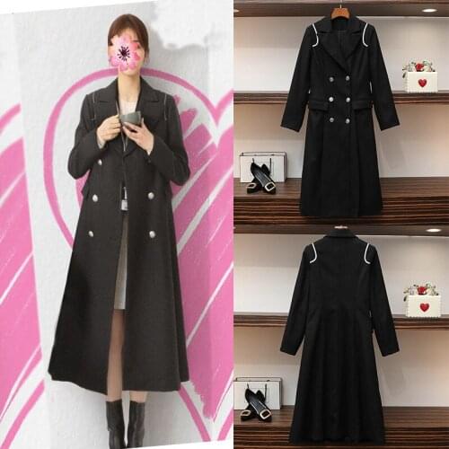 Women Elegant Long Wool Coat Double Breasted Long Sleeve Female Woolen Coat Outerwear Ladies Overcoat Autumn Winter 2020