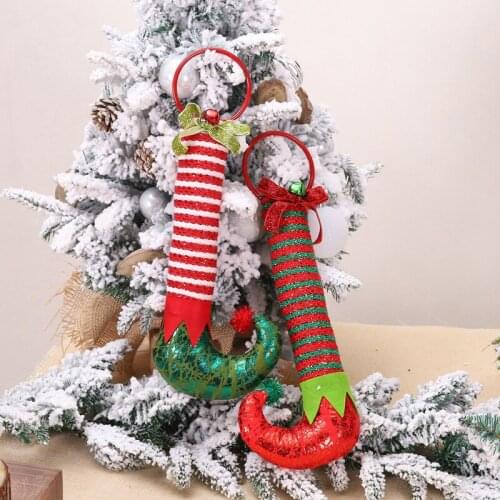 1pc Cartoon Christmas Elf Boots Shape Bell Door Handle Drop Ornament Hotel Home Xmas New Year Decor Christmas Tree Pendants