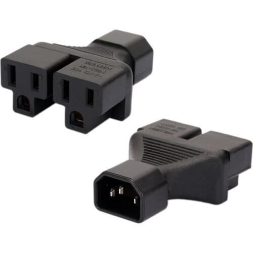 10PACK C14-2*US 5-15R Power Adapter IEC320 C14 To 2*Nema 5-15R Connector Converter Male To Female Chassis Conversion Plug