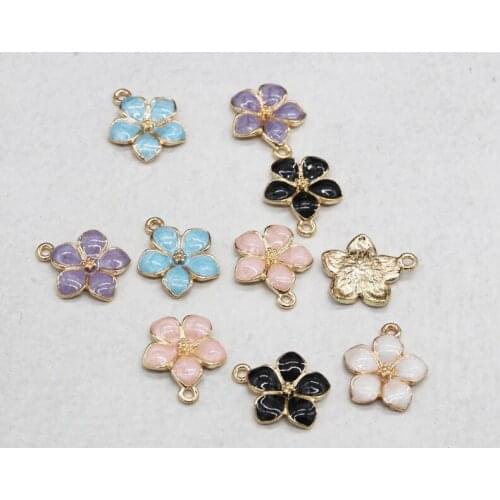 10pcs/lot Flower Diy Deisgn Enamel Charm for Jewelry Making Earring Bracelet or Necklace Charms