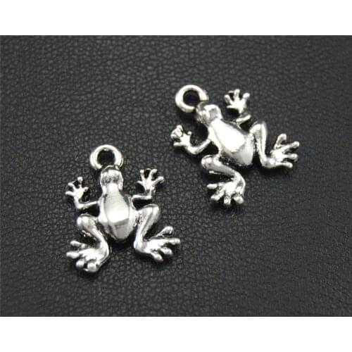 10pcs Silver Color Frog Charm Handmade Charms Pendants Jewelry Findings 11x15mm A1734
