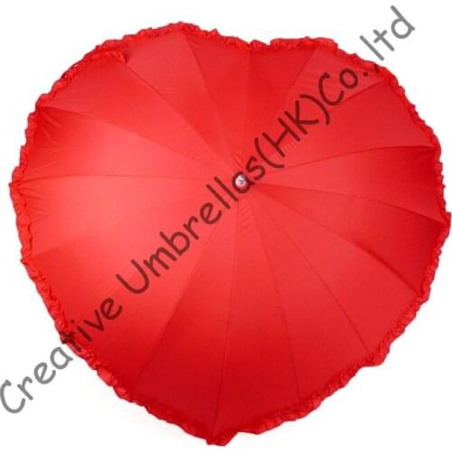 16k Heart Shaped umbrellas,straight aluminum umbrellas.16mm aluminum shaft and 3.0mm fiberglass ribs,hand open, wedding parasol