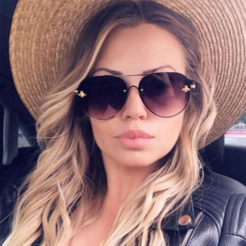2020 Bee Retro Sunglasses Metal Black Frame Men Women Fashion Shades UV400 Vintage Brand Glasses Oculos de sol