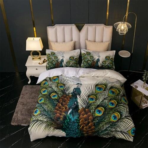 3D Bird Pattern Reactive Printed Bedding Sets Sanding Duvet Cover+Pillowcase Set Twin Full Queen King Single Double Size