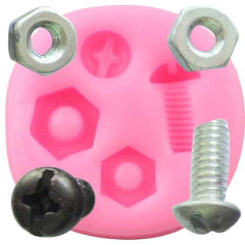 3D Industrial Steampunk Hardware Screw Nut Silicone Fondant Molds DIY Cake Decorating Tools Polymer Clay Candy Chocolate Moulds