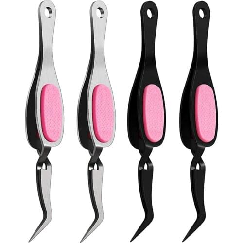 4PCS Craft Tweezers Stainless Steel Soft-Grip Precision Tweezers for Jewelry Beading Electronics Laboratory Work