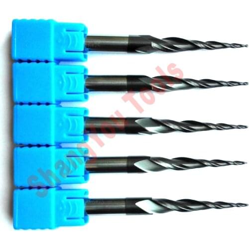 5PCS R0.75*D6*30.5*75L*2F HRC55 Tungsten solid carbide Coated Tapered Ball Nose End Mills taper and cone endmills