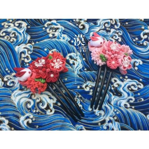 Japanese-style hair accessories hand made Cloth flowers Bridal headdress Kimono hairpin