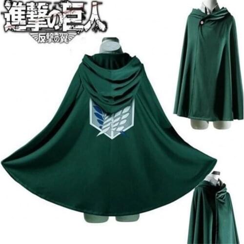 Anime Attack on Titan Cloak Hoodie Shingeki no Kyojin Scouting Legion Aren Levi Cosplay Costume Green Cape Halloween S-XXL