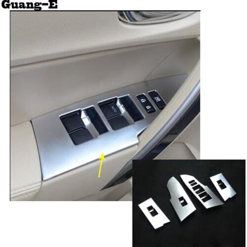 Car ABS Chrome Door Window Glass Panel Armrest Lift Switch Button Trim Frame For Toyota Corolla Altis 2014 2015 2016