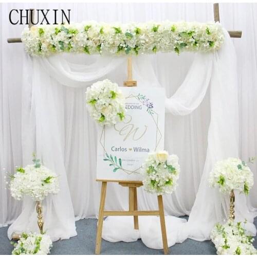 White Wedding Flower Artificial Flower Rose Peony Wedding Component Ball Runner Background Layout Flower Wall Wreath