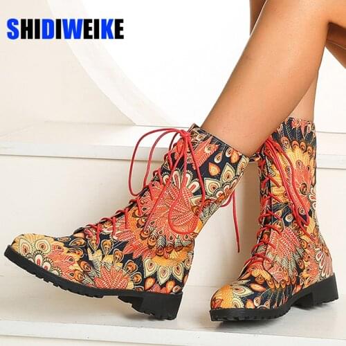 High heel ankle boots women shoes winter woman embroidered boots botines mujer botte femme bottine Flower AB908