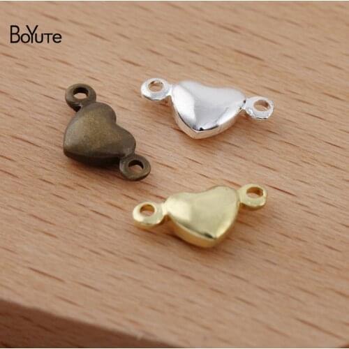 BoYuTe (200 Pieces/Lot) 5MM Metal Brass Heart Connector Charms for Jewelry Making Diy Handmade Materials Wholesale