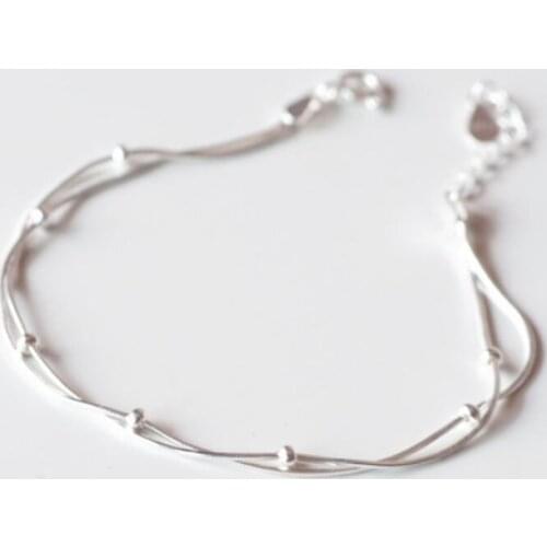 Sole Memory Double-layered Ball Temperament Creative Cute Sweet Art 925 Sterling Silver Female Resizable Bracelets SBR140