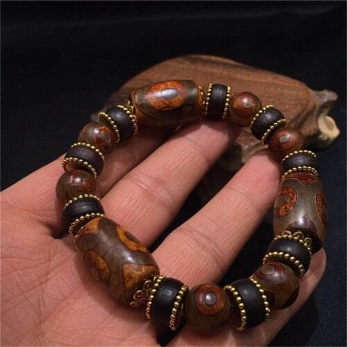 Natural agate three-eye beads hand string pure natural agate hand string three-eye nine-eye beads for men and women
