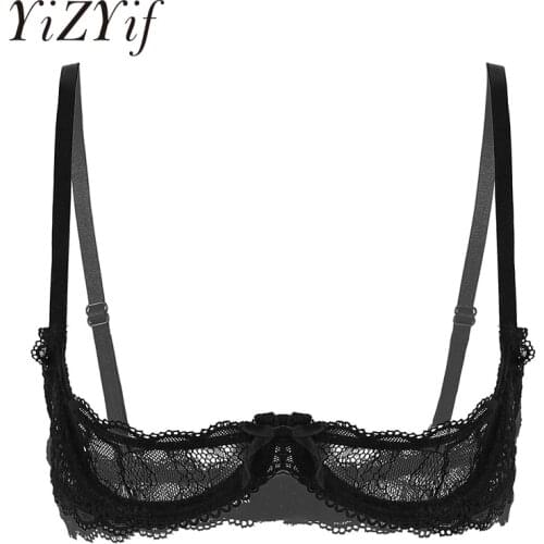 Bras Women See Through Sheer Lace Lingerie Sexy Bralette Open Cups Bra Push Up Underwire Bra Tops Erotic Underwear Nightwear