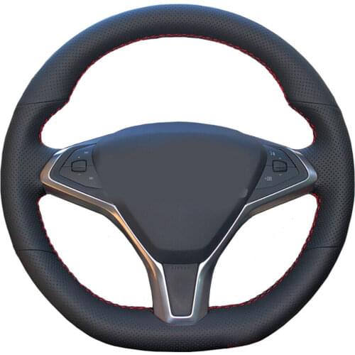 For Model S Model X Black PU Hole Leather Steering Wheel Stitch-on Wrap Cover