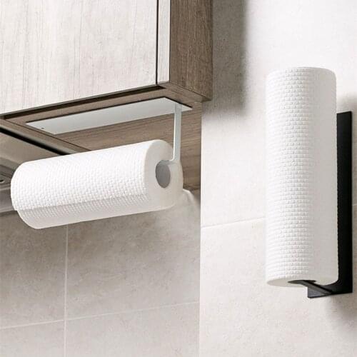1PC Self-adhesive Paper Holder Toilet Paper Hanger Fresh Film Storage Rack Wall mounted Towel Shelf Kitchen Bathroom Accessories