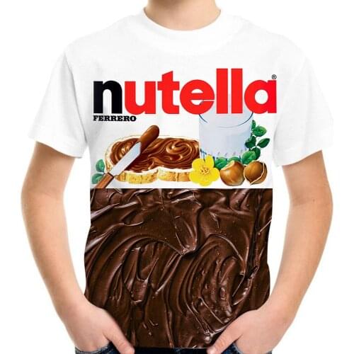 Kids 3D T-shirt Camisetas Boy Girls Nutella funny parody life like food Chocolate Sauce Print T shirt Children Clothes Tshirt