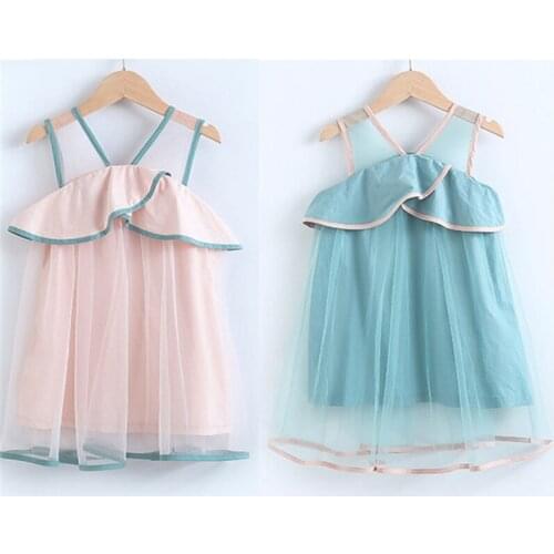 Kid girls vest skirt new summer dress baby ruffled mesh skirt princess skirt Korean children prom dress