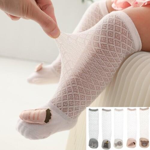 Baby Socks For 6-12months Newborn Baby Kids Summer New Mesh Stockings Thin Section Breathable Anti-mosquito With Kawai Doll
