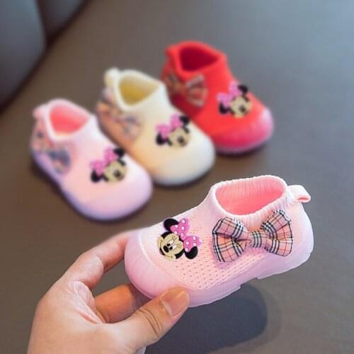 Disney childrens cartoon Mickey Mouse Minnie boys and girls non-slip soft sole casual shoes baby first walker sneakers