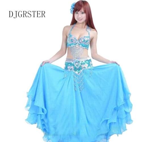 DJGRSTER Belly Dance2-3pcs Bra&skirt&Belt Bellydance Costume Professionals 8 Colors Traje Danza Del Vientre Bollywood Costumes