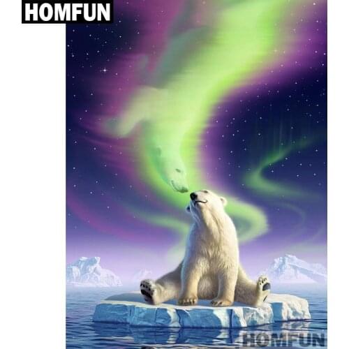 HOMFUN Paint With Diamond Embroidery "Polar bear" Diamond Painting Full Square Round Picture Of Rhinestone Decor A01642