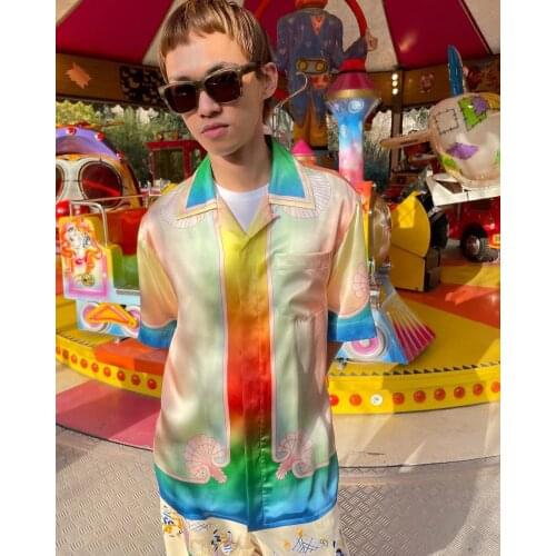 IK0350 Fashion Mens Shirts 2021 Runway Luxury famous Brand European Design party style Mens Clothing