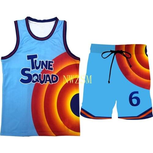Space jam JAMES 6# Movie Tune Squad Basketball Jersey Set Sports Air Dunk Sleeve Shirt Singlet Uniform