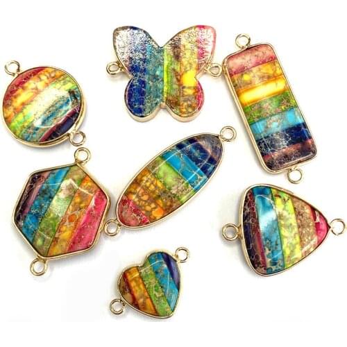 Colorful Chakra Stone Natural Emperor Stone Pendant Fashion Charm Necklace Pendant DIY Handmade Charm Accessories Wholesale