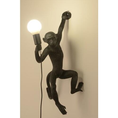 Resin Gold Black Monkey Chandelier Lighting Resin Loft Hemp Rope Pendant Lamp Luminaires Bar Cafe Includes E27 Light Fixtures