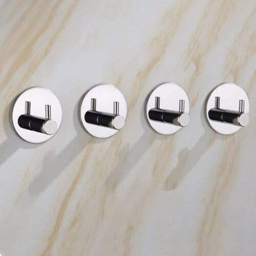 304 Stainless Steel Robe Hooks Round Polished Kitchen Bathroom Wall Mounted Coat Hook Shower Ball Key Towel Hanger 4 Per/Lot