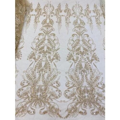 Fashion French Lace Fabric with beads and sequins High Quality African Tulle Embroidered SYJ-426682 net Lace Fabric For Wedding