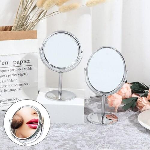 Fashion Durable Double-Sided Clear Makeup Mirror Normal Stand Magnifier Round Shape Metal HD Cosmetic Mirror For Gifts
