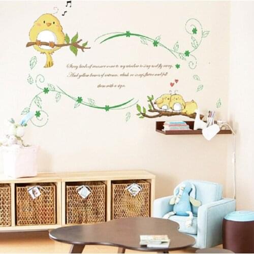 A Family Of Birds Singing On Tree Branch Wall Stickers For Shop House Decoration Diy Animal Wall Mural Art Home Decals
