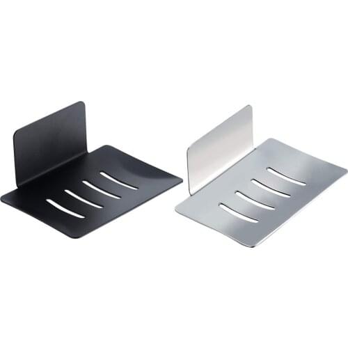 No Drilling Soap Dish Holder Stainless Steel Bathroom Shower Soap Box Wall Mounted Soap Sponge Holder Housekeeping Organizers