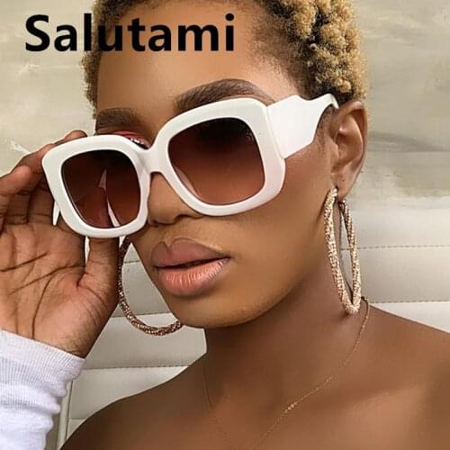 Vintage Thick Edge Oversized Square Sunglasses For Women Fashion Brand Gradient Elegant White Pink Sun Glasses Female 2021 New
