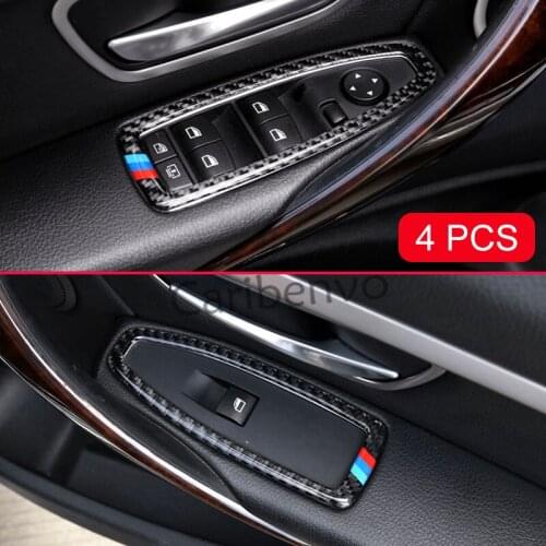 Window Switch Panel Cover For BMW F20 F30 F36 F48 Genuine Carbon Fiber Trims Acceossories