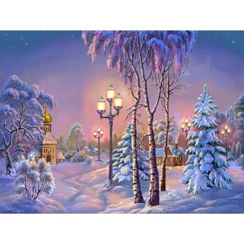 Full Square Round Diamond Embroidery Sale Winter Landscape Diamond Mosaic Snow Scenery Diamond Painting Cross Stitch Rhinestone