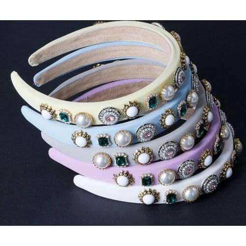 Simulated Pearl Baroque Headbands Bumble Bee Womens Hair Accessories Baroque Vintage Crystal Accessories Female Pearls Headdres