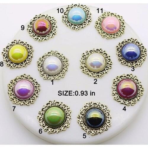 New 20mm (inner) Metal buttons 10pcs Shiny Pearl button For clothing Accessories wedding decorative handmade crafts buttons